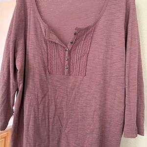 Chaps Dusty Rose Button-Front Blouse